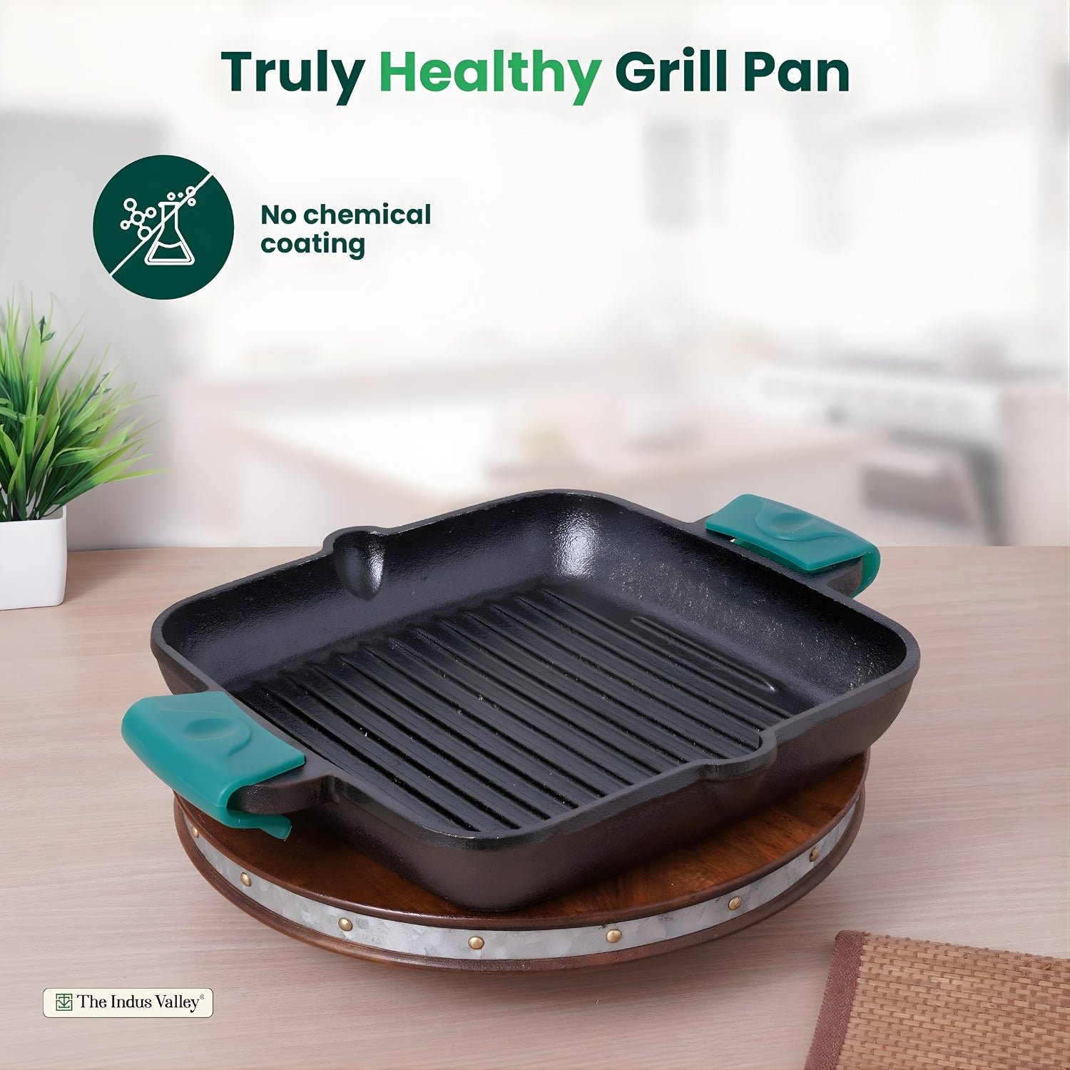 The Indus Valley Pre-Seasoned Cast Iron Grill Pan 26.5 cm - Black_3