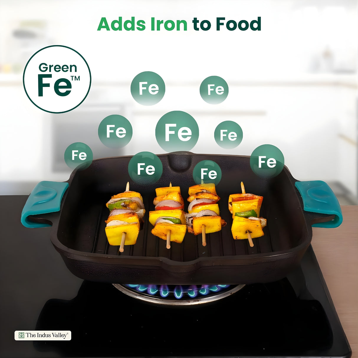 The Indus Valley Pre-Seasoned Cast Iron Grill Pan 26.5 cm - Black_5