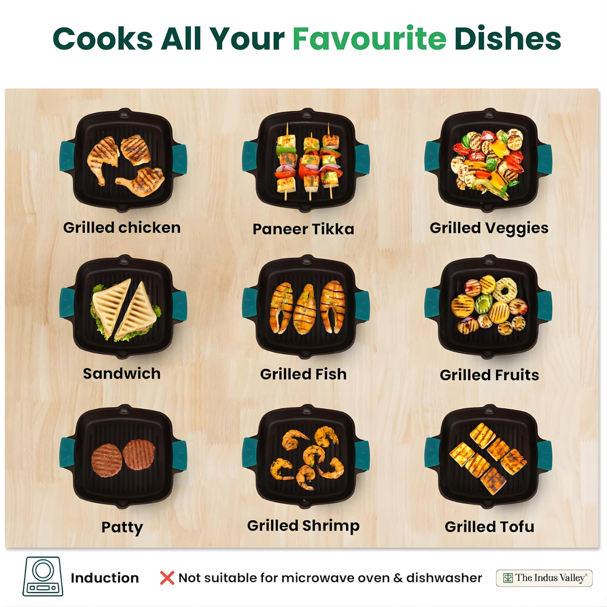 The Indus Valley Pre-Seasoned Cast Iron Grill Pan 26.5 cm - Black_9