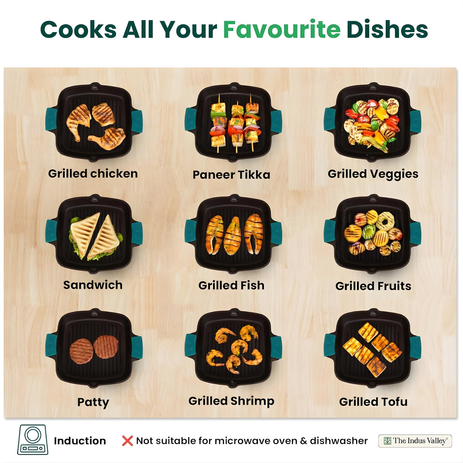 The Indus Valley Pre-Seasoned Cast Iron Grill Pan 26.5 cm - Black_9