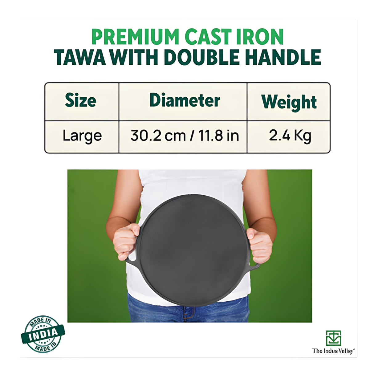 The Indus Valley Pre-Seasoned Dosa Tawa 30.2 cm - Black_4