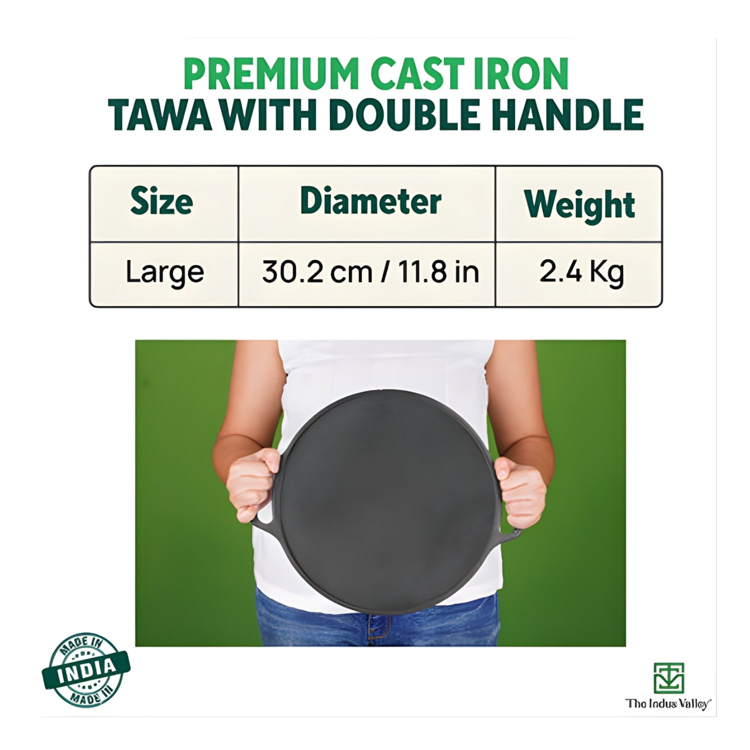 The Indus Valley Pre-Seasoned Dosa Tawa 30.2 cm - Black_4