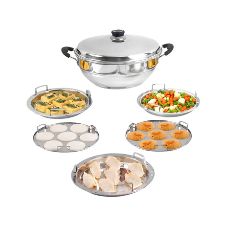 The Indus Valley SS 3-layer Multi Steaming Pot 29 cm \ 4.2 L_Front View