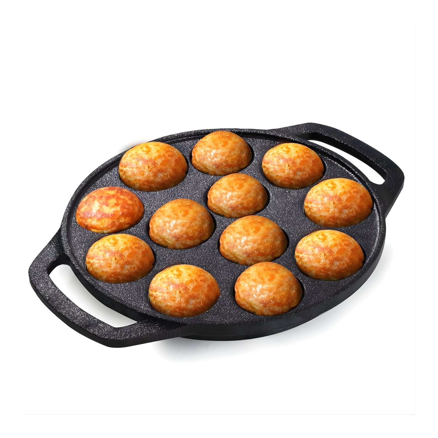 The Indus Valley Super Cast Iron Paniyaram Pan With Loop Handle 12 Pit - Black_1