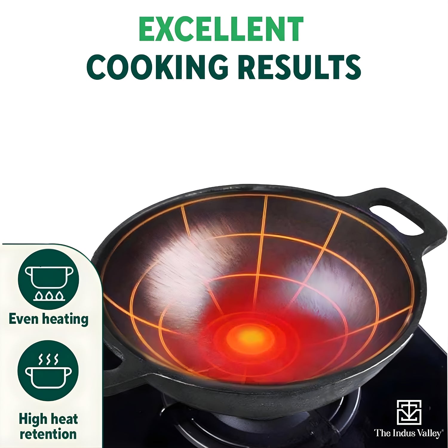 The Indus Valley Super Smooth Cast Iron Kadai 25.4 \ 2.5 L - Black_6