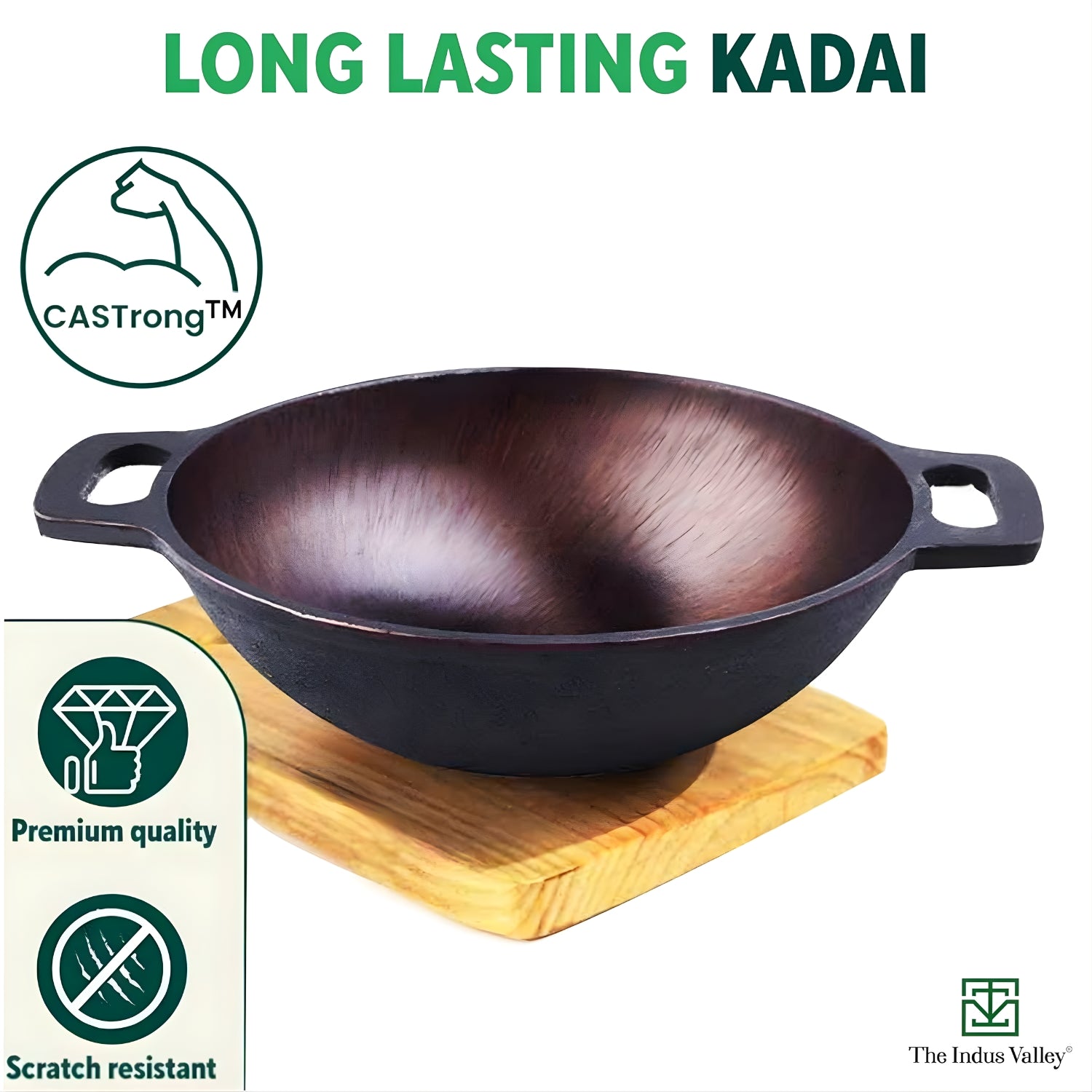 The Indus Valley Super Smooth Cast Iron Kadai 25.4 \ 2.5 L - Black_8