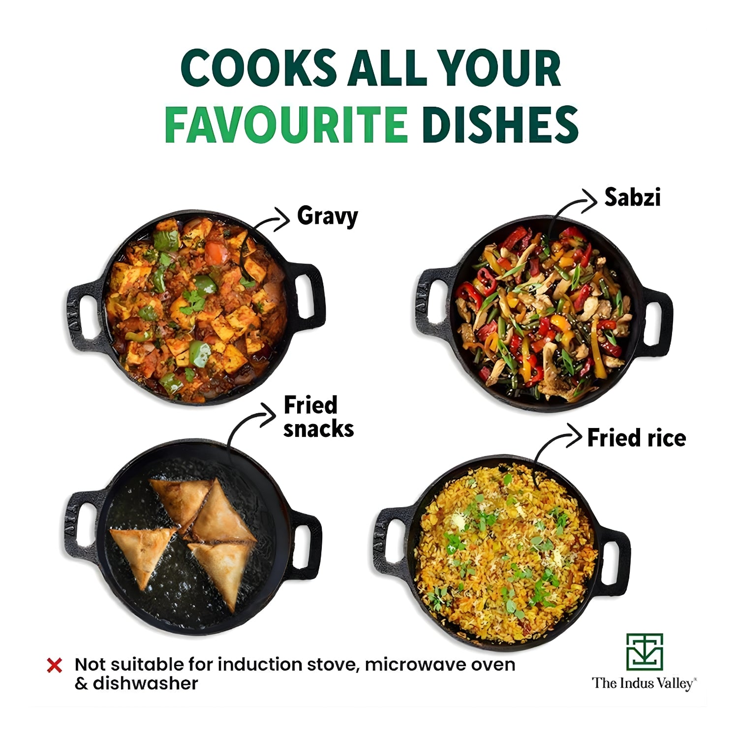 The Indus Valley Super Smooth Cast Iron Kadai 25.4 \ 2.5 L - Black_9