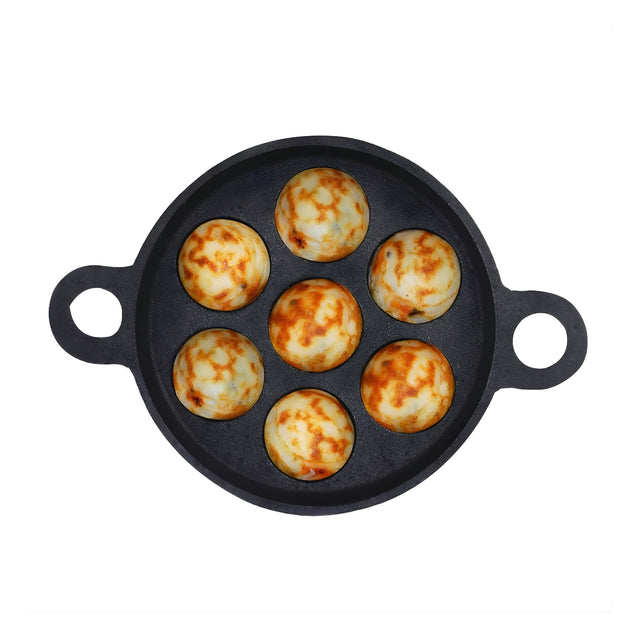 The Indus Valley Super Smooth Cast Iron Paniyaram Pan 7 Pit - Black_1