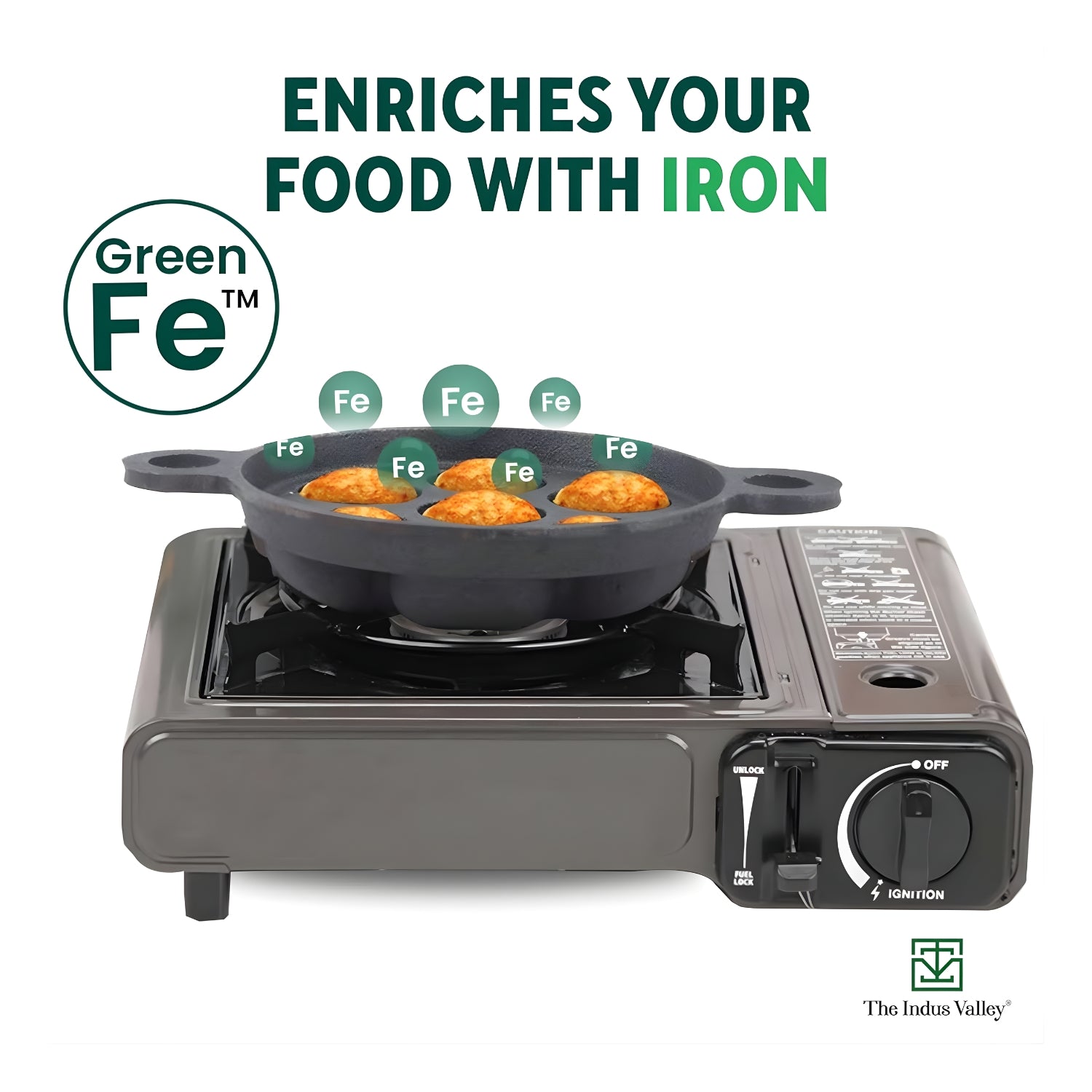 The Indus Valley Super Smooth Cast Iron Paniyaram Pan 7 Pit - Black_6