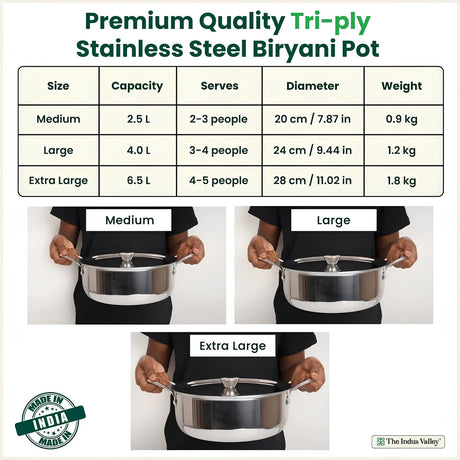 The Indus Valley Triply Stainless Steel Biryani Pot 24 cm \ 4 L_2