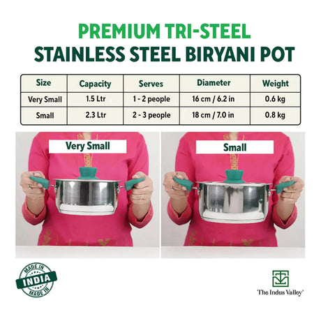 The Indus Valley Triply Stainless Steel Biryani Pot with Lid 16 cm \ 1.5 L_2