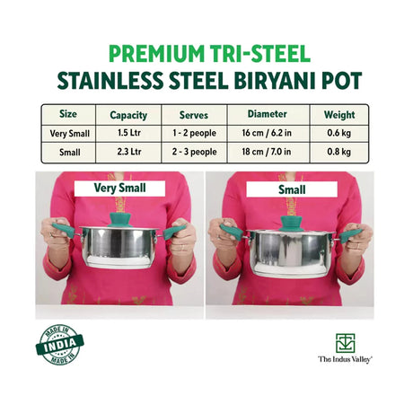 The Indus Valley Triply Stainless Steel Biryani Pot with Lid 18 cm \ 2.3 L_2
