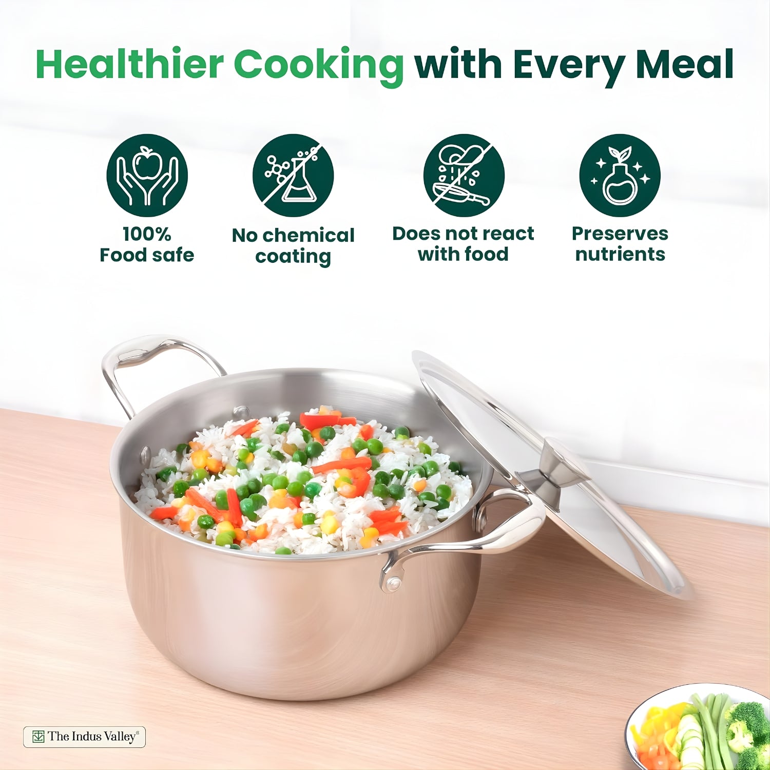 The Indus Valley Triply Stainless Steel Biryani Pot with Lid 20 cm \ 3.2 L_3