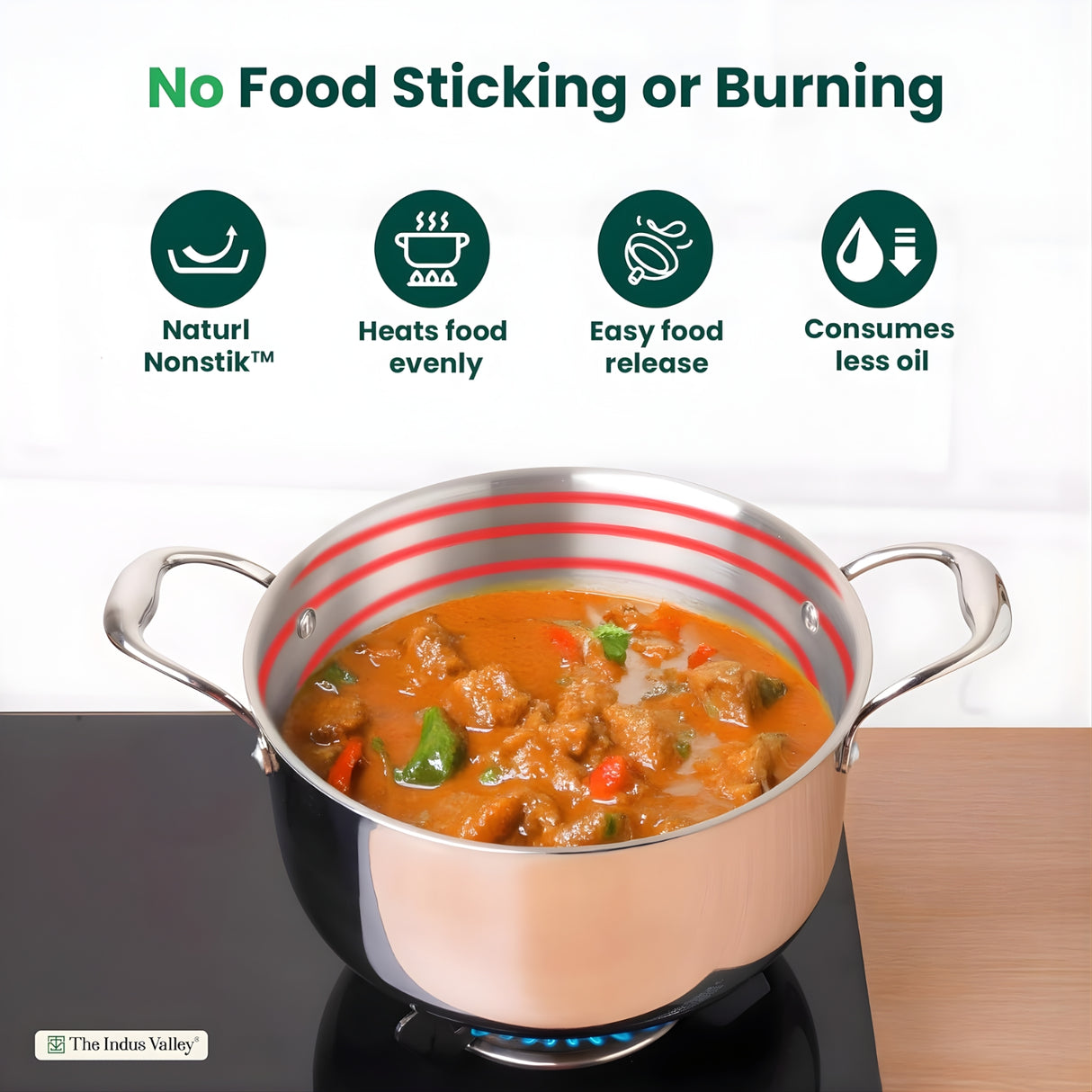 The Indus Valley Triply Stainless Steel Biryani Pot with Lid 20 cm \ 3.2 L_5
