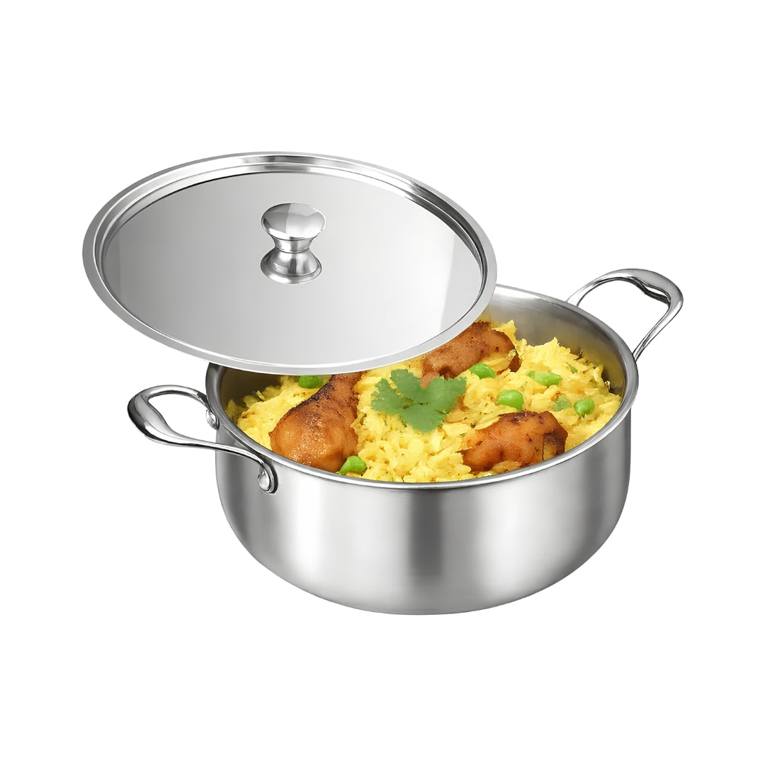 The Indus Valley Triply Stainless Steel Biryani Pot with SS Lid 24 cm \ 4 L