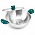 The Indus Valley Triply Stainless Steel Capsule Kadai with SS Lid 20 cm  1.6 L_Front View