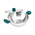The Indus Valley Triply Stainless Steel Capsule Kadai with SS Lid 28 cm _ 4.5 L_Front View