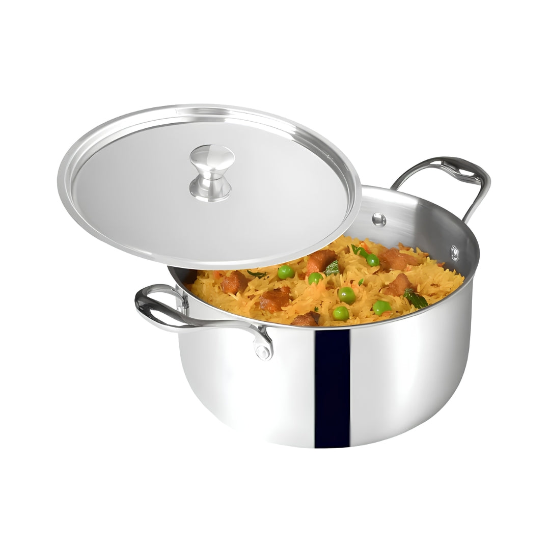 The Indus Valley Triply Stainless Steel Casserole Biryani Pot with Lid 20 cm \ 3.2 L