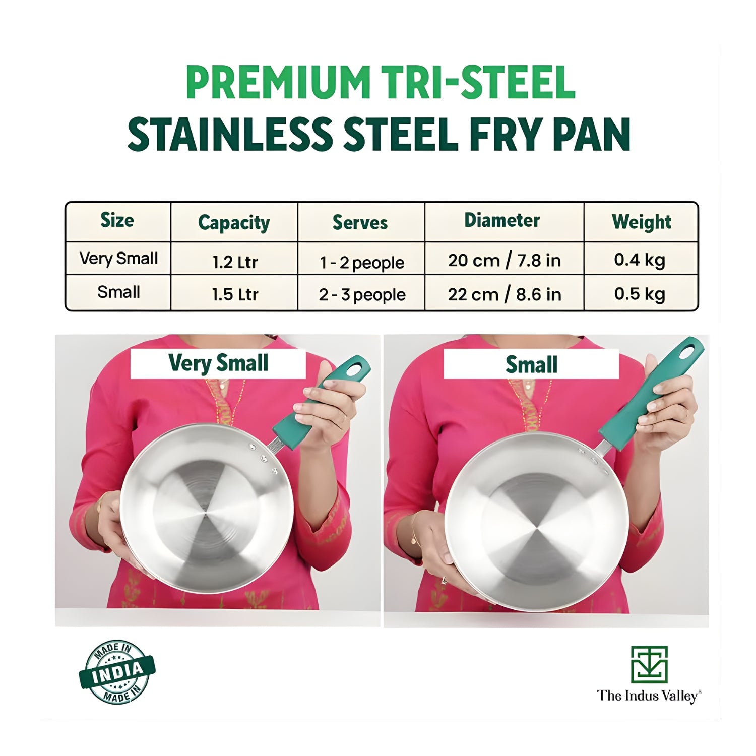 The Indus Valley Triply Stainless Steel Fry Pan 20 cm \ 1.2 L_2