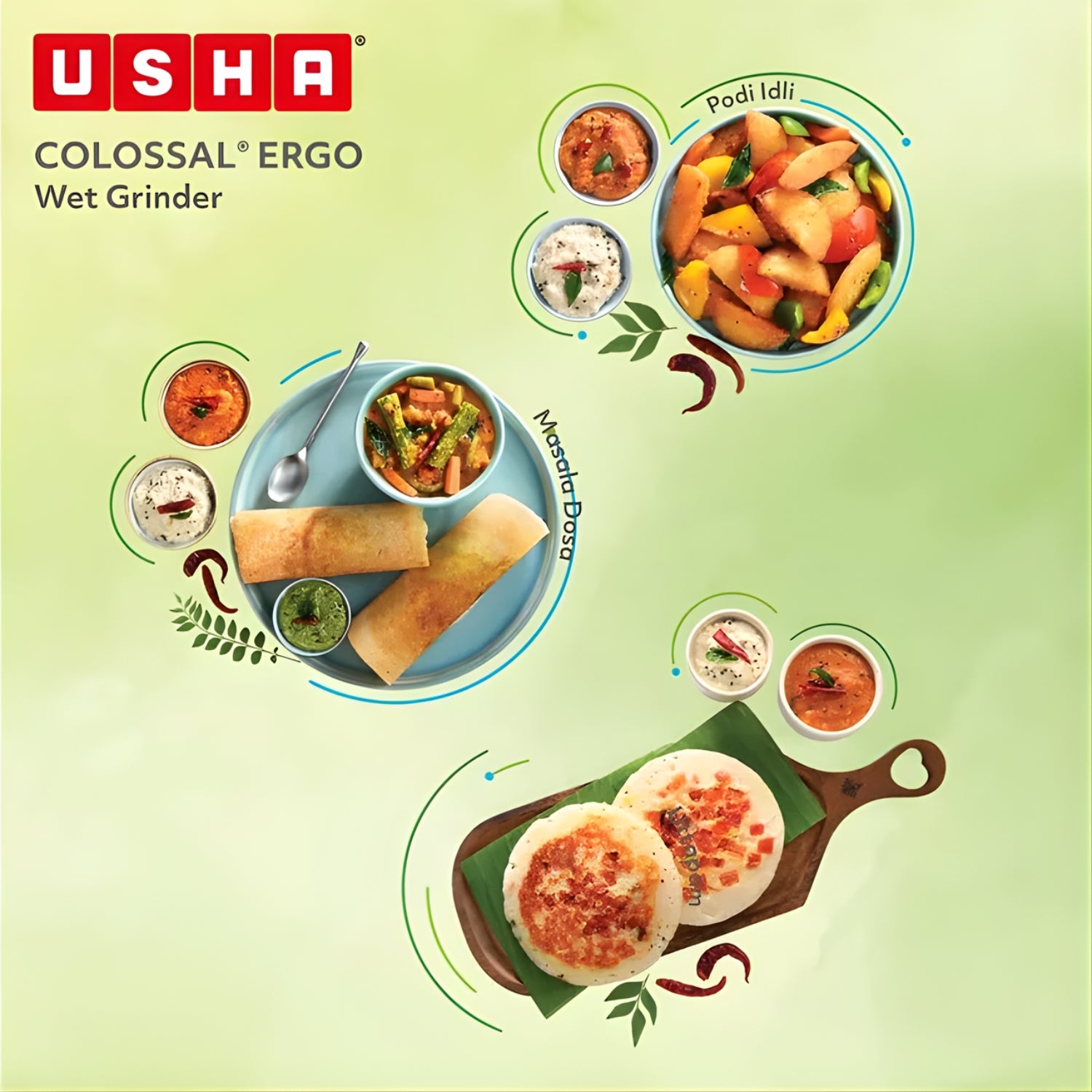 USHA Colossal Ergo 2 L 150 W 2 Stones Wet Grinder with Coconut Scrapper and Atta Kneader - Magenta_5