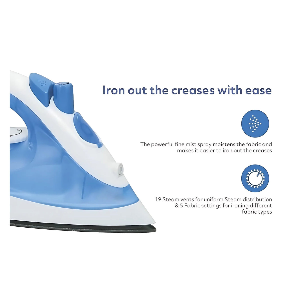 USHA SI TEFLON 3713 Steam Iron 1300 Watts 180ml - White and Blue_10