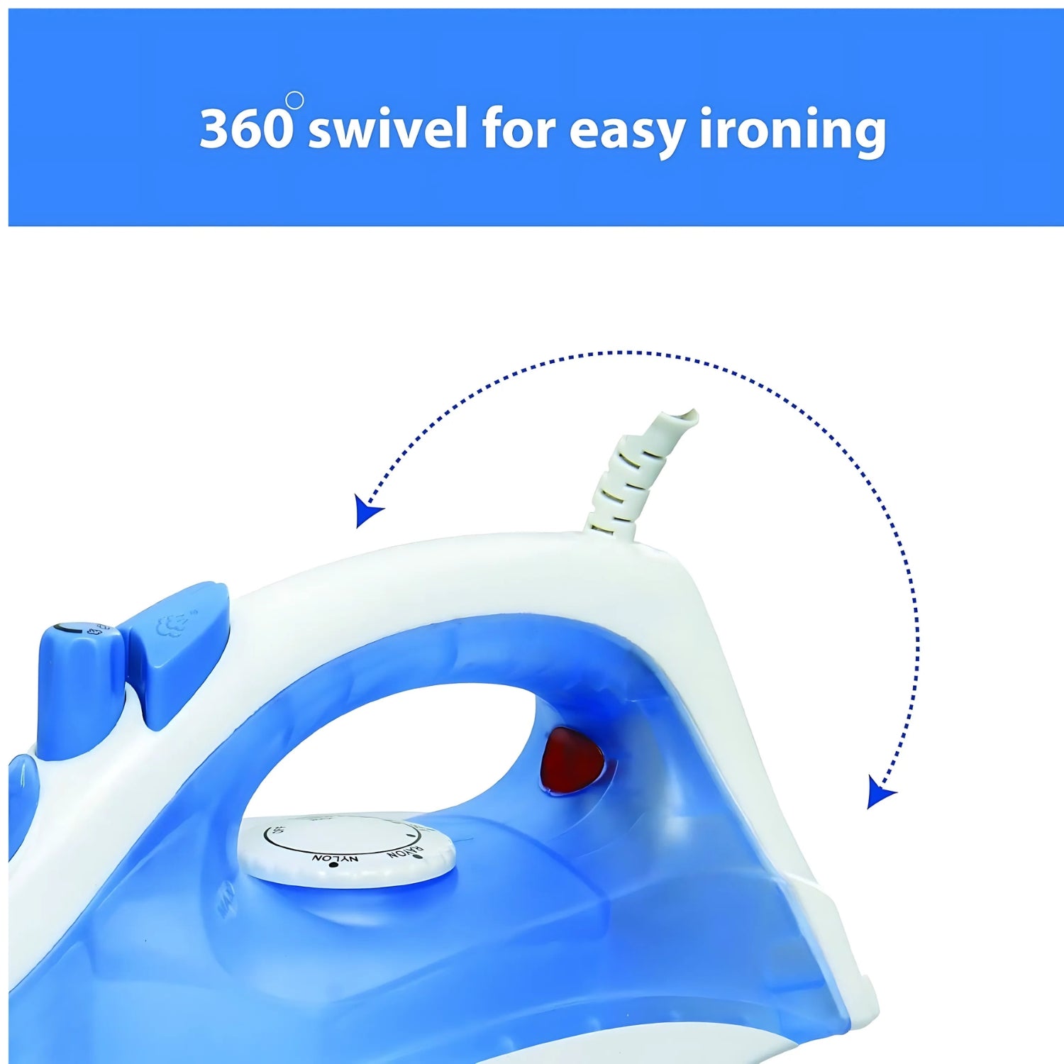 USHA SI TEFLON 3713 Steam Iron 1300 Watts 180ml - White and Blue_6