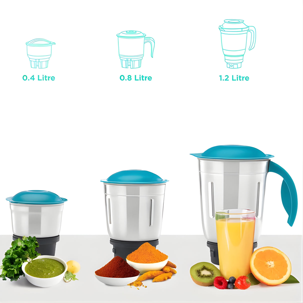 USHA Speed Master 500 Watt 3 Jars Mixer Grinder - Sea Green_2