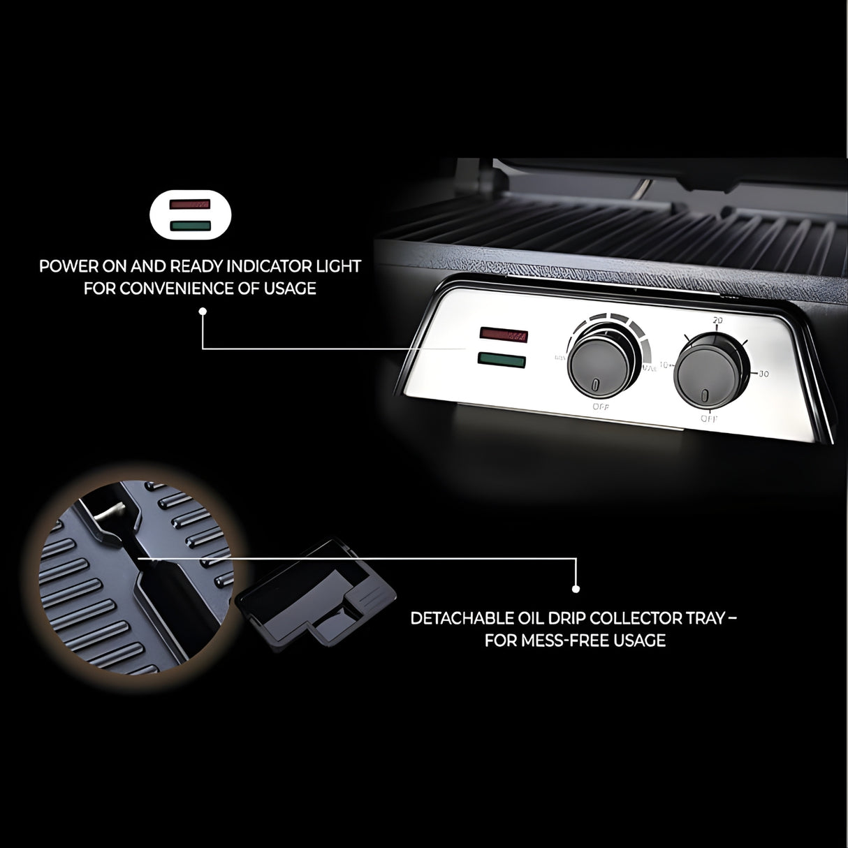 USHA  iChef 4‑Slice 2000 W Stainless Steel Sandwich Grill – Black and Silver_3