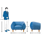 Zurich Pro Modern Fabric Sofa Set (3+1+1 Seater) - Blue