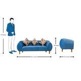 Zurich Pro Modern Fabric Sofa 3 Seater - Blue