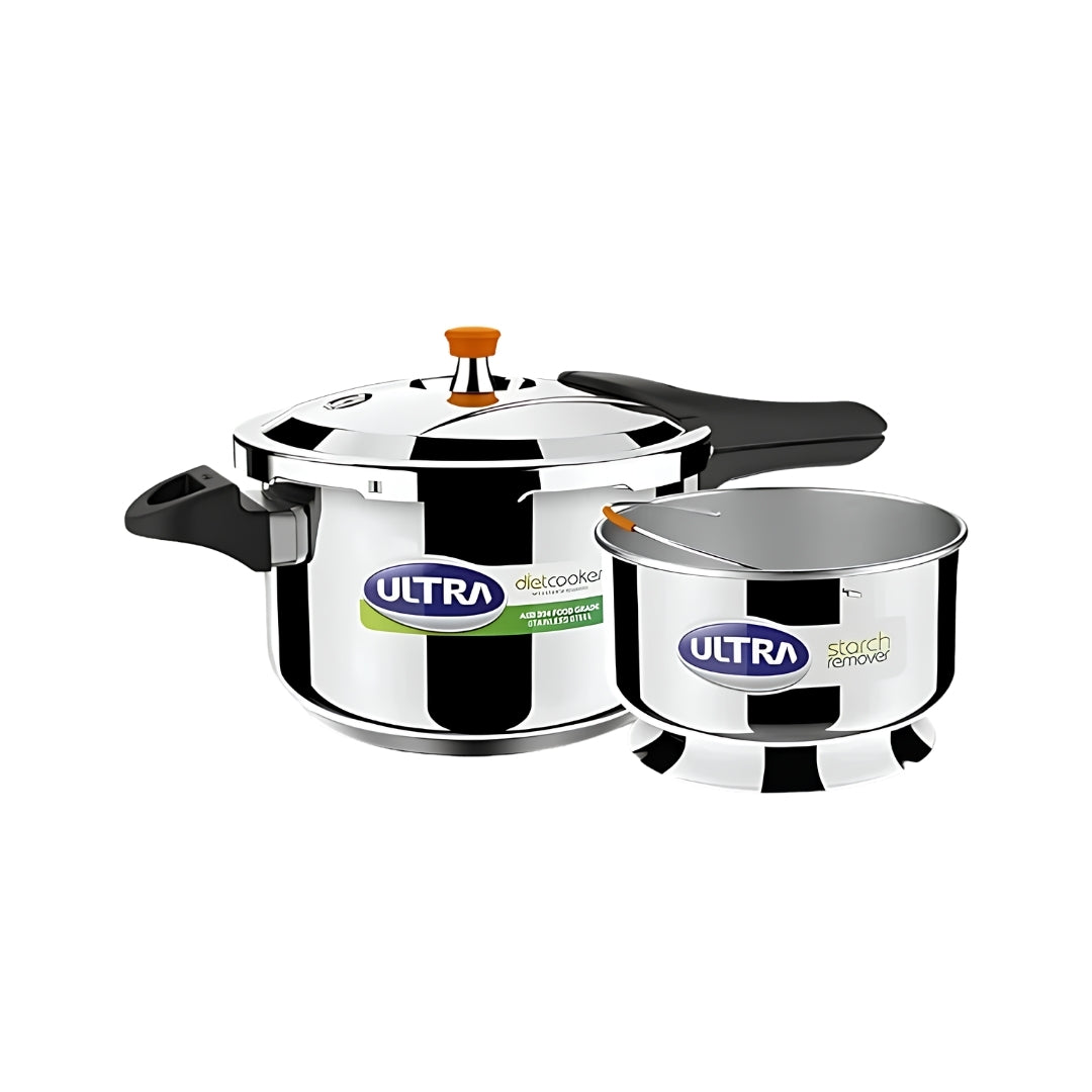Ultra Duracook Diet SS Pressure Cooker with Excess Starch Remover 5.5 L_Front View