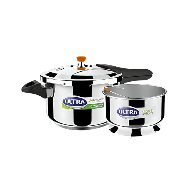 Ultra Duracook Diet SS Pressure Cooker with Excess Starch Remover 5.5 L_Front View
