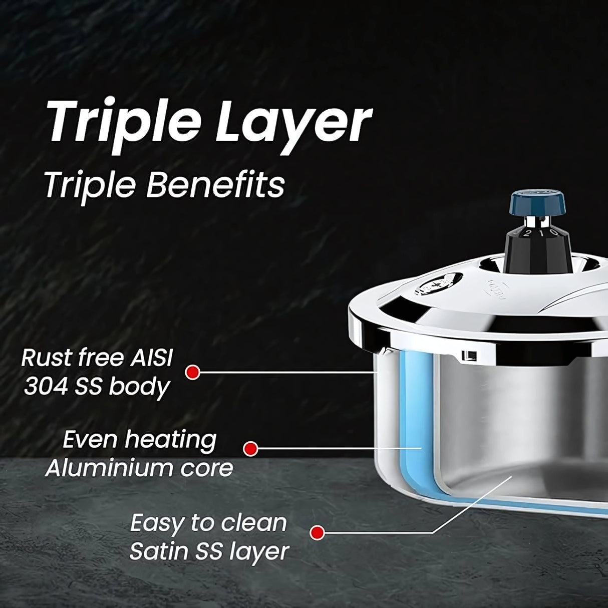 Ultra Krono Triply SS Pressure Cooker 1.5 L_4