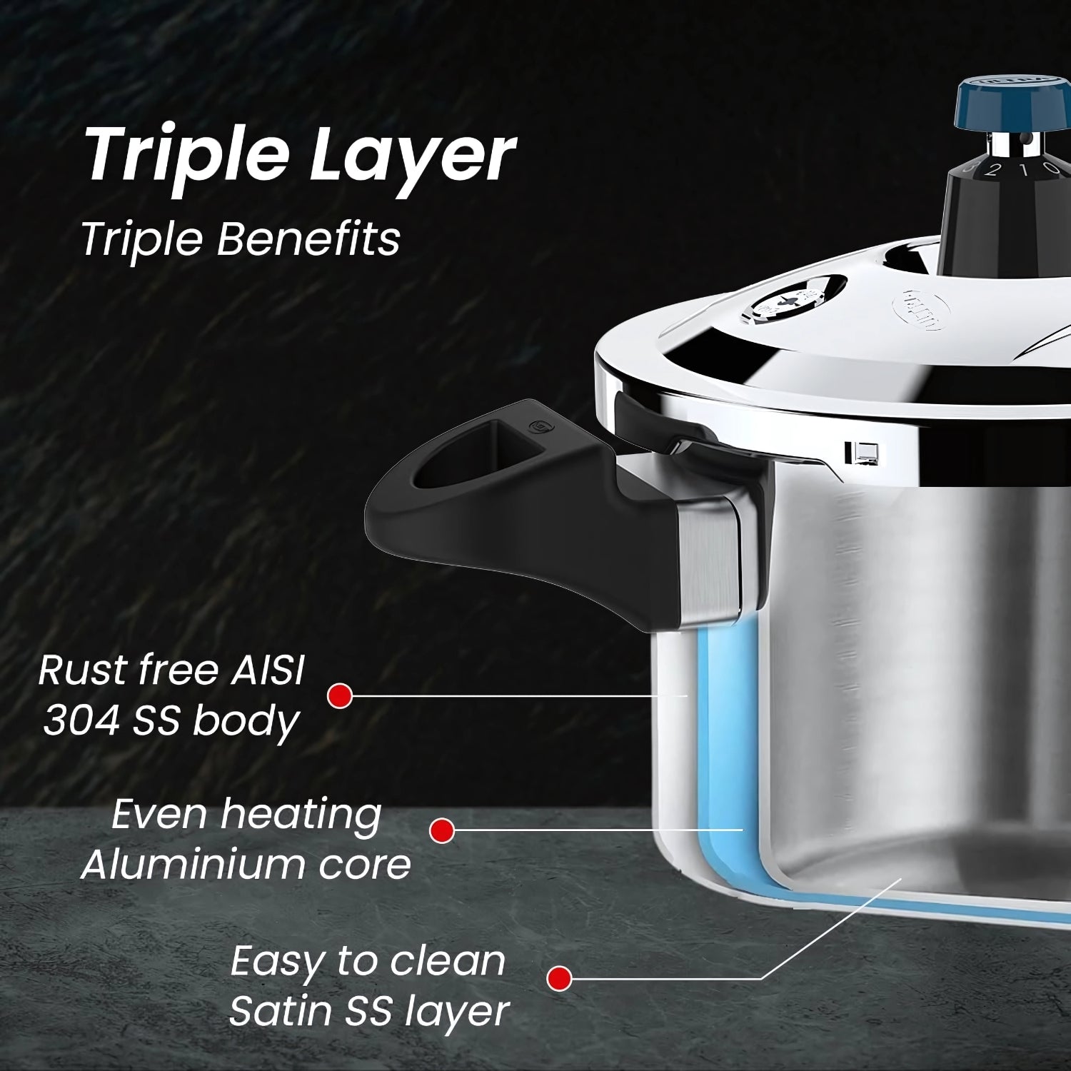 Ultra Krono Triply SS Pressure Cooker 4.5 L_4