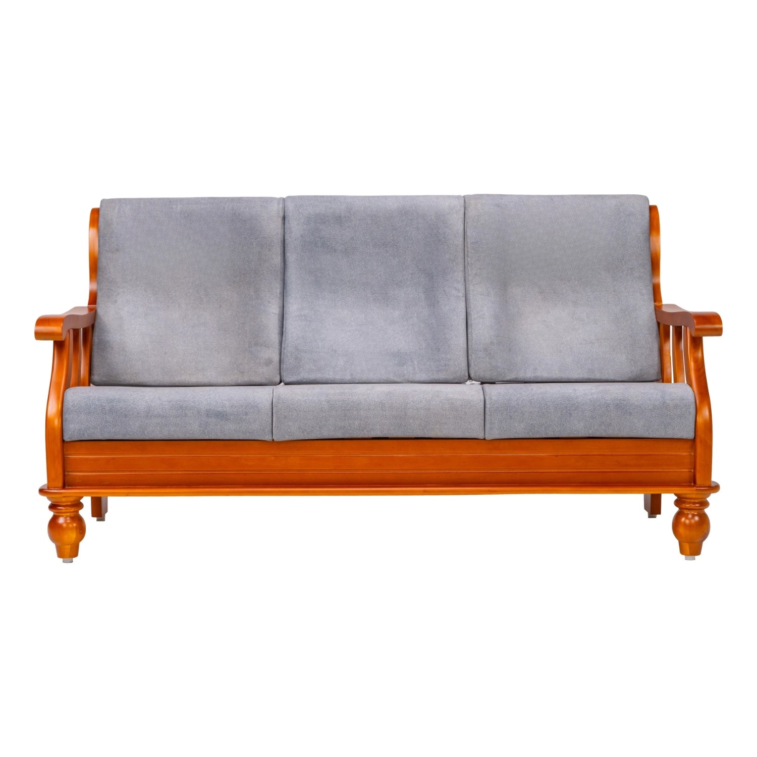 Denver Pro Luxe Wooden Sofa 3 Seater - Teak Finish