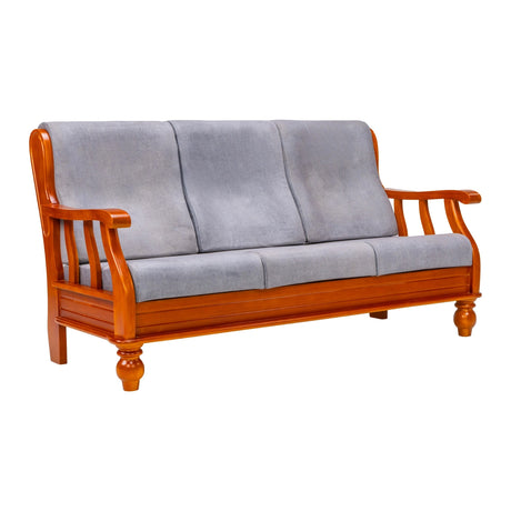 Denver Pro Luxe Wooden Sofa 3 Seater - Teak Finish
