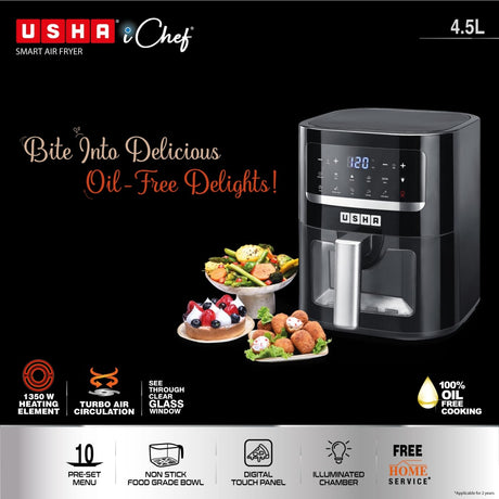 Usha ICHEF 10 in 1 Air Fryer 4.5 L - Black_2