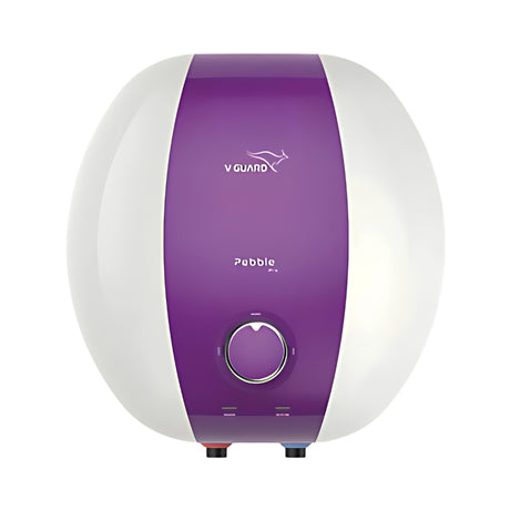 V-Guard Pebble Pro 10L Storage Water Heater - White with Purple_Front View