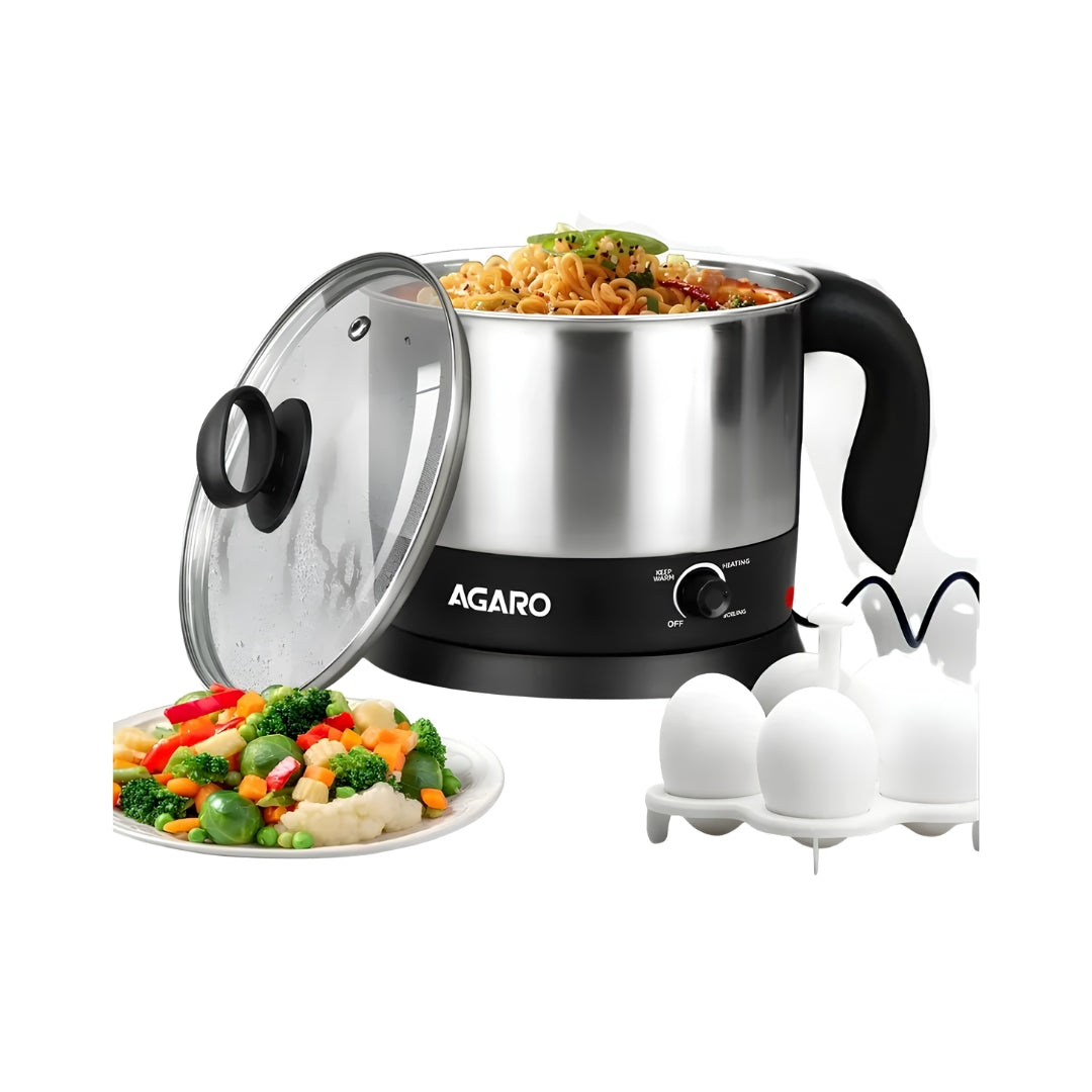 AGARO Esteem 33333 Multi-Use Stainless Steel 600 W Electric Kettle 1.2 L – Silver