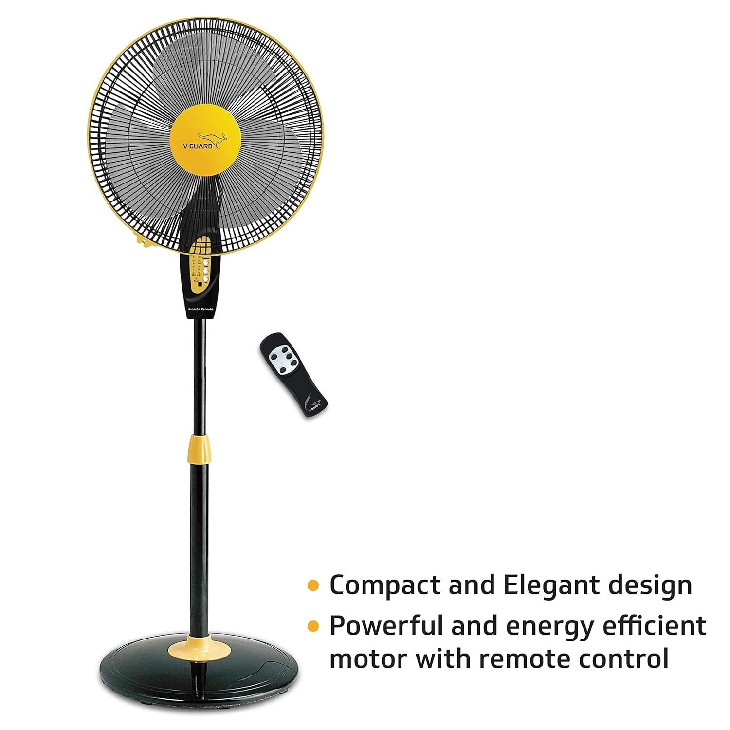 VGuard Finesta Pedestal Fan 400 mm - Yellow and Black_2