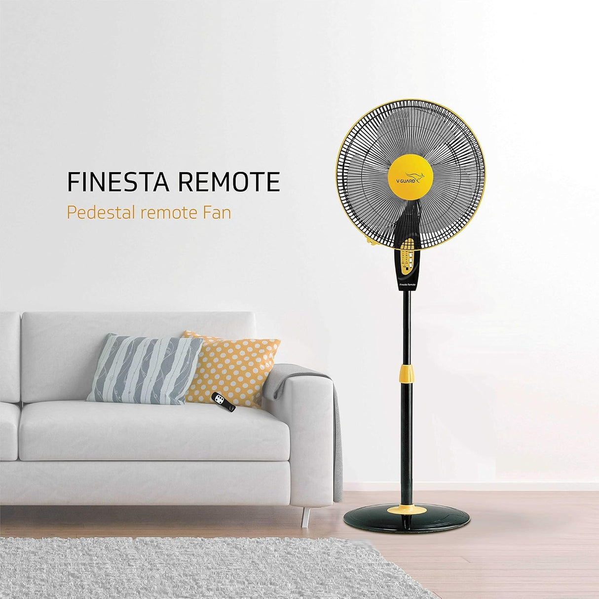 VGuard Finesta Pedestal Fan 400 mm - Yellow and Black_3