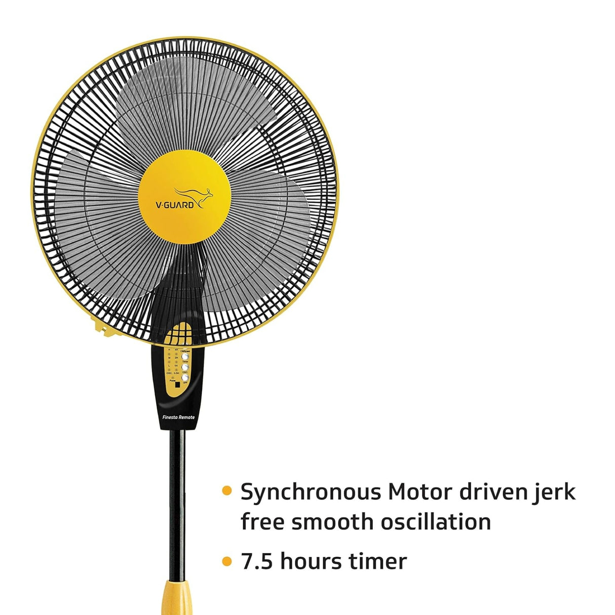 VGuard Finesta Pedestal Fan 400 mm - Yellow and Black_4