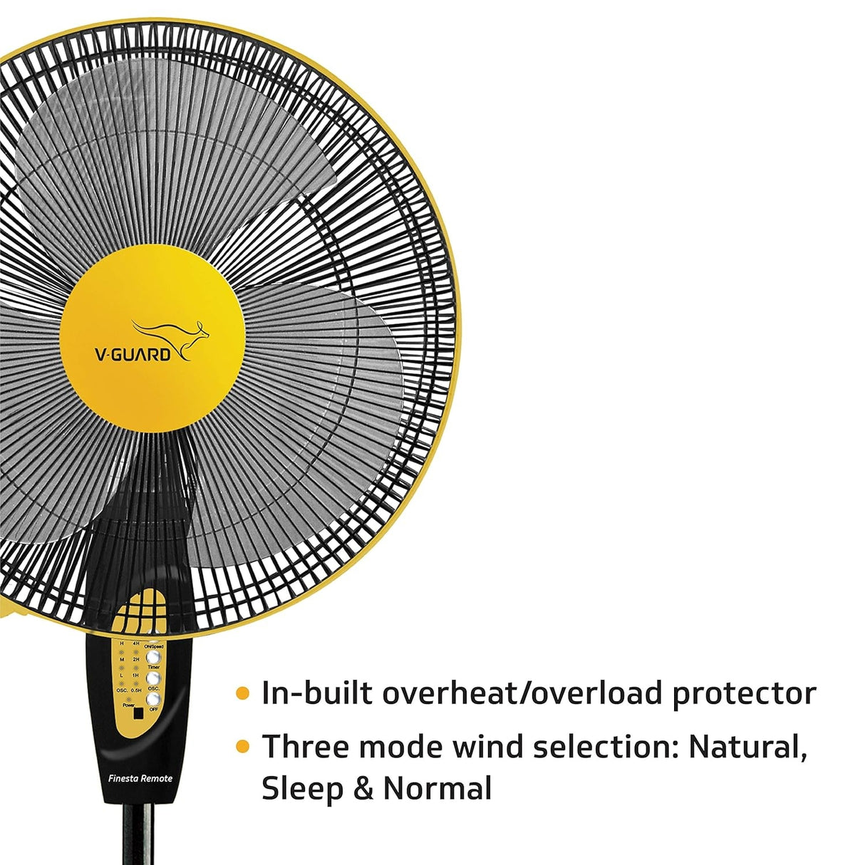 VGuard Finesta Pedestal Fan 400 mm - Yellow and Black_5
