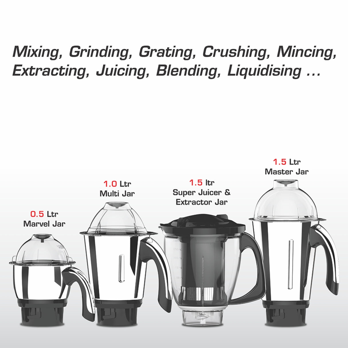 Vidiem V Star ADC 750W Mixer Grinder – 5 Jars with Master Chef Jar  Aria Cool Tec Motor  Self-Locking Jars  5-Year Motor Warranty