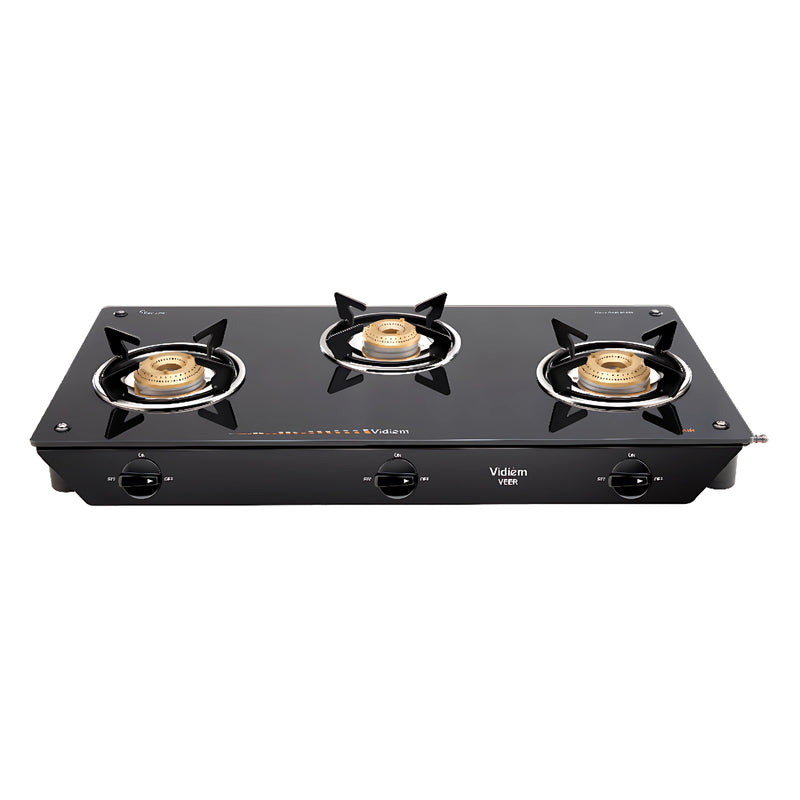 Vidiem Veer 3B Gas Stove 3 Burner Cooktop - Black