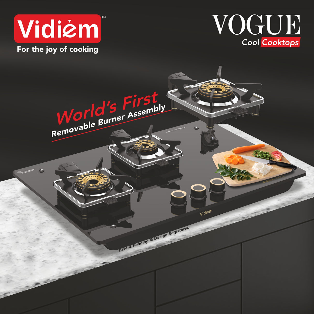 Vidiem Vogue GT 3Burner Gas Stove – Black