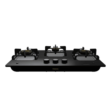 Vidiem Vogue V1 3Burner 10 mm Toughened Glass Burner Gas Cooktop - Black_2