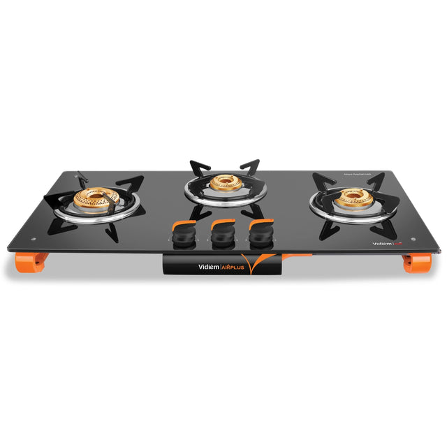 Vidiem Air Plus 3-Burner Auto Ignition Glass Top Gas stove - Black 1