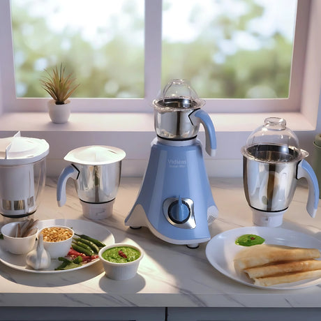 Vidiem Eva Super Blu Mixer Grinder 3 Stainless Steel Jars 750 Watts - Blue_2
