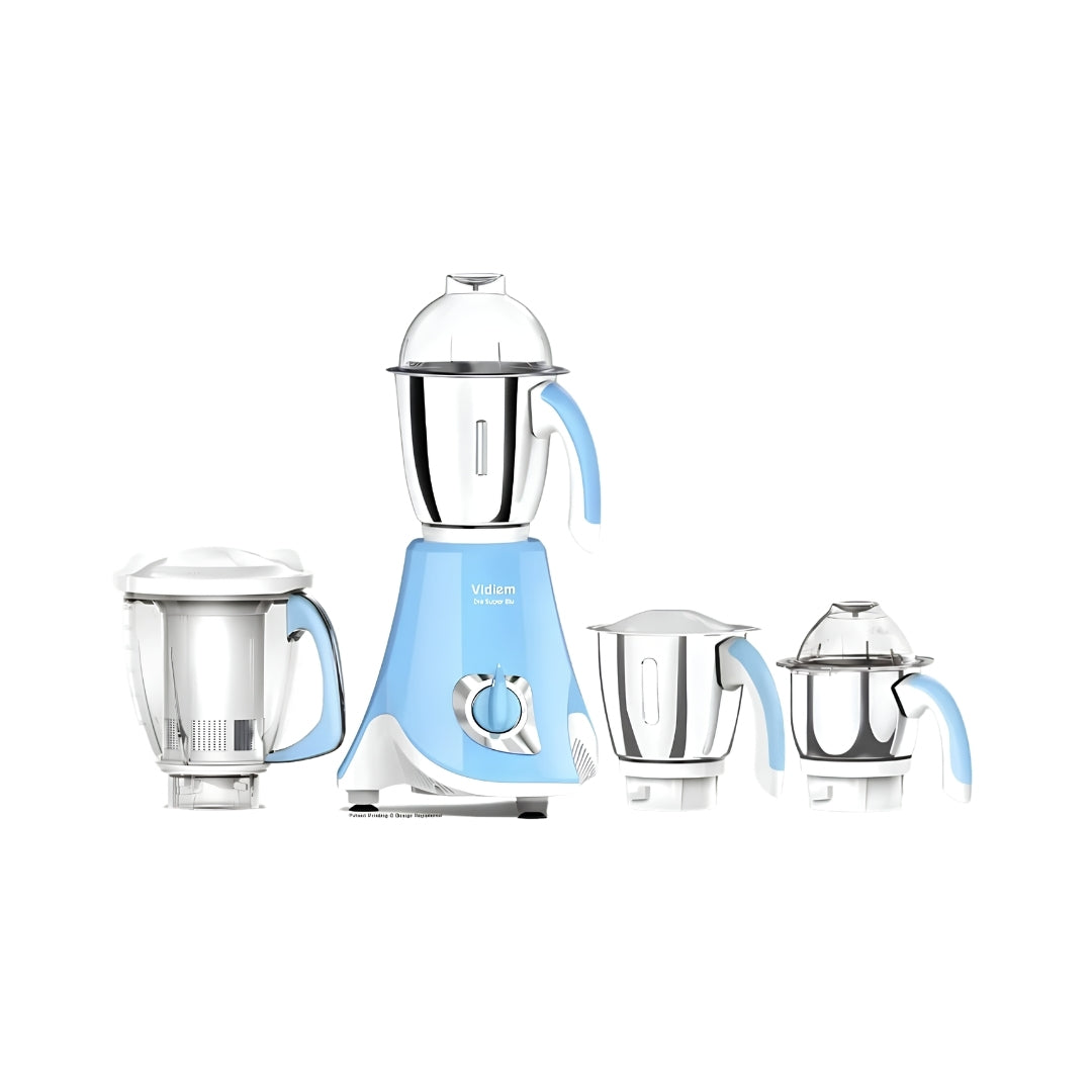 Vidiem Eva Super Blu Mixer Grinder 3 Stainless Steel Jars 750 Watts - Blue_Front View